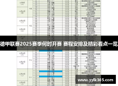 德甲联赛2025赛季何时开赛 赛程安排及精彩看点一览