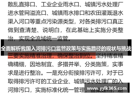 全面解析我国入河排污口监管政策与实施路径的现状与挑战